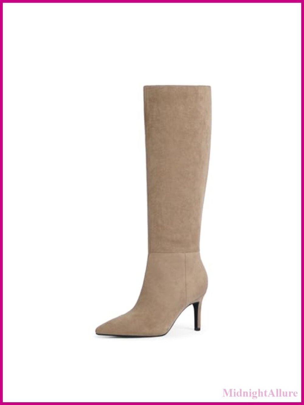 Knee High Boots Pointed Toe Stiletto Heel PU Leather Tall Boots